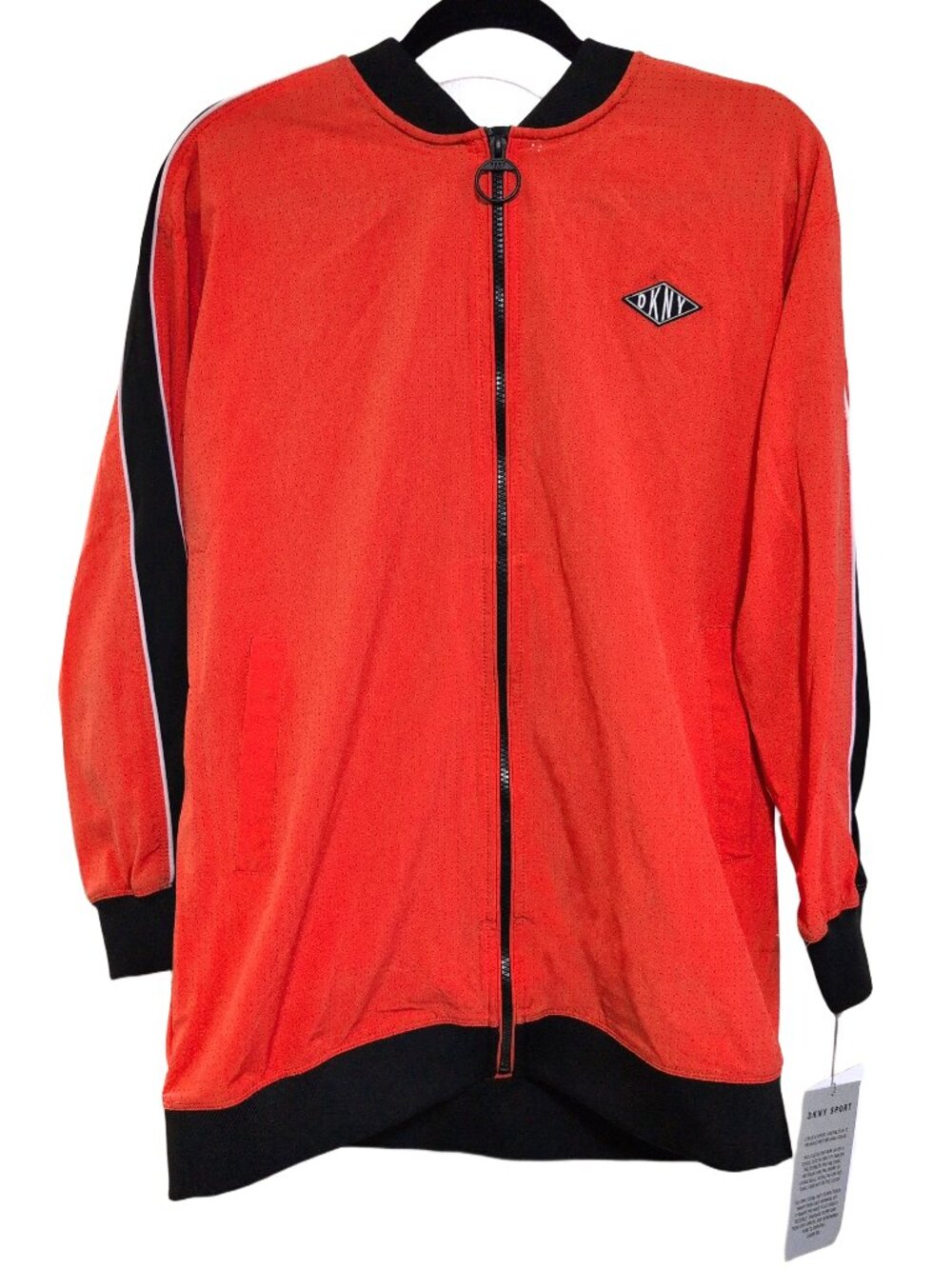NWT DKNY Sport Windbreaker Activewear Coral Pink Jacket Size Small Athletic Zip